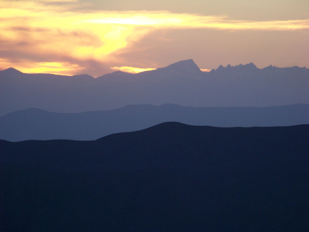 Desert sunset behind the Sierras