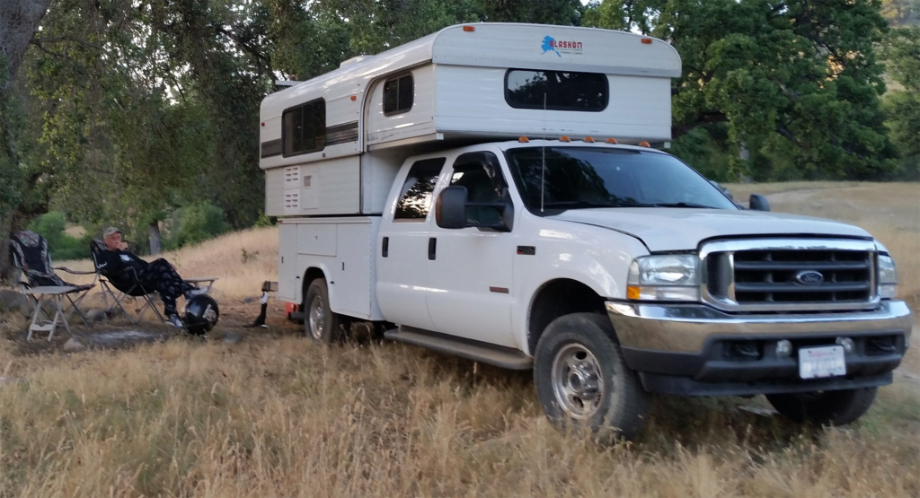 Enjoying dispersed camping in our Alaskan truck camper