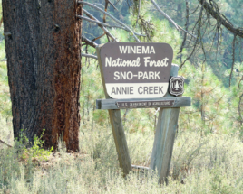 Annie Creek Sno Park sign