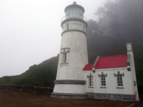 Haceta Head Lighthouse in the fog
