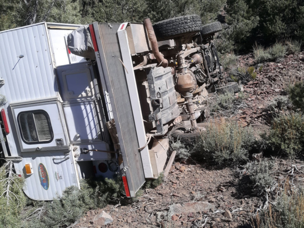 wrecked truck camper