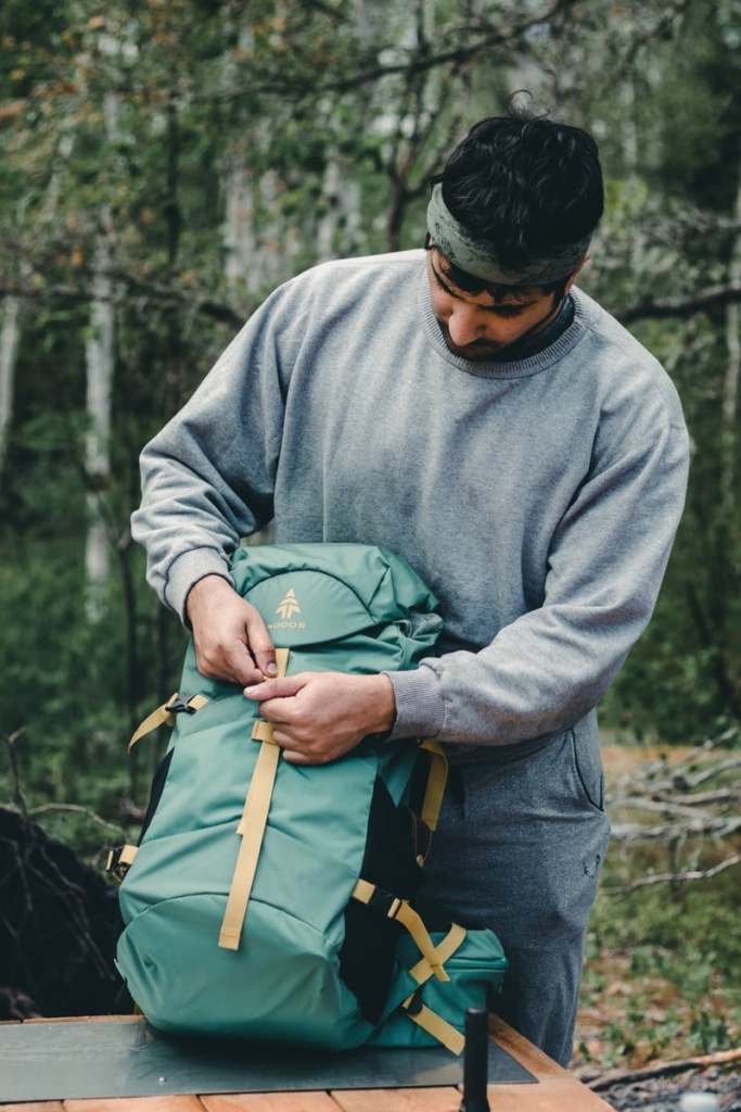 Camper with backpack