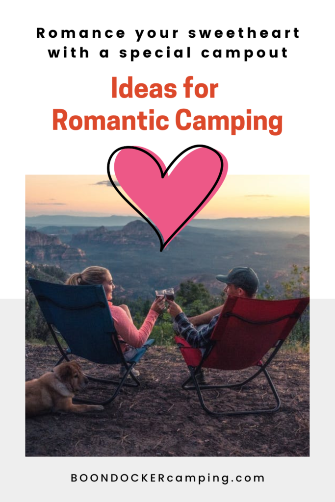 Pinterest pin with link for romantic camping ideas